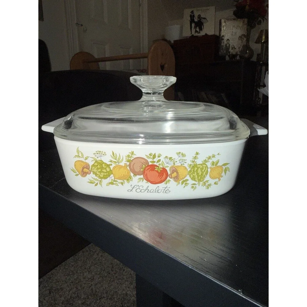 Vintage Corning Ware Spice of Life L’Echalote A-1-B 1 Qt w/ Pyrex Lid